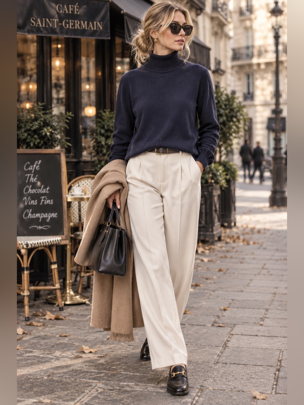 Studio J Navy Turtleneck Sweater - Women's Classic 100% Knit Wool
